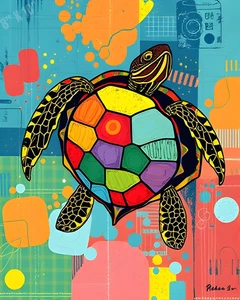 Painted Turtle Pop Art 8X10 Print - Picture 1 of 1