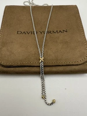 Collar David Yurman Petite X Lariat en plata de ley con oro amarillo de 18 quilates Foto 1 de 4