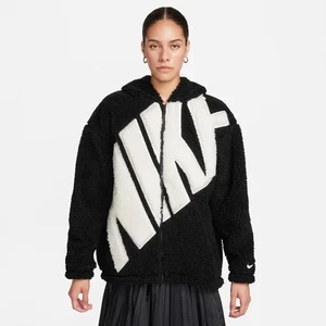 Nike Sportswear Women's Logo High-Pile Fleece Jacket Size M✅FB8695 010 - Picture 1 of 8