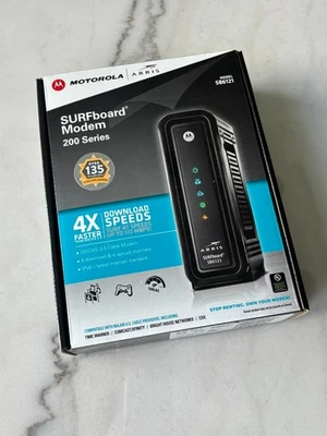 Motorola Arris SURFboard SB6121 DOCSIS 3.0 Modem w/ Box, Power Adapter, Cable - Image 1 of 4