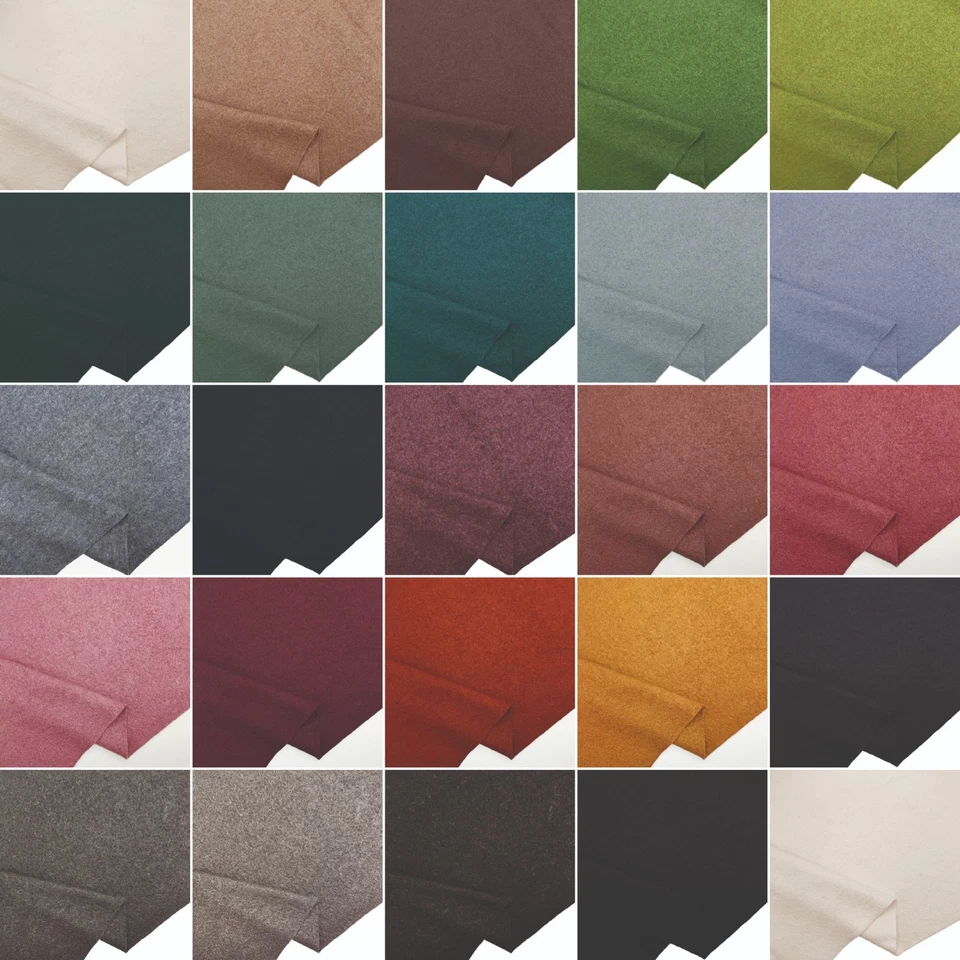100% Boiled Wool Fabric Plain Colours 141cm Wide Soft & Durable Material - Image 1 of 1