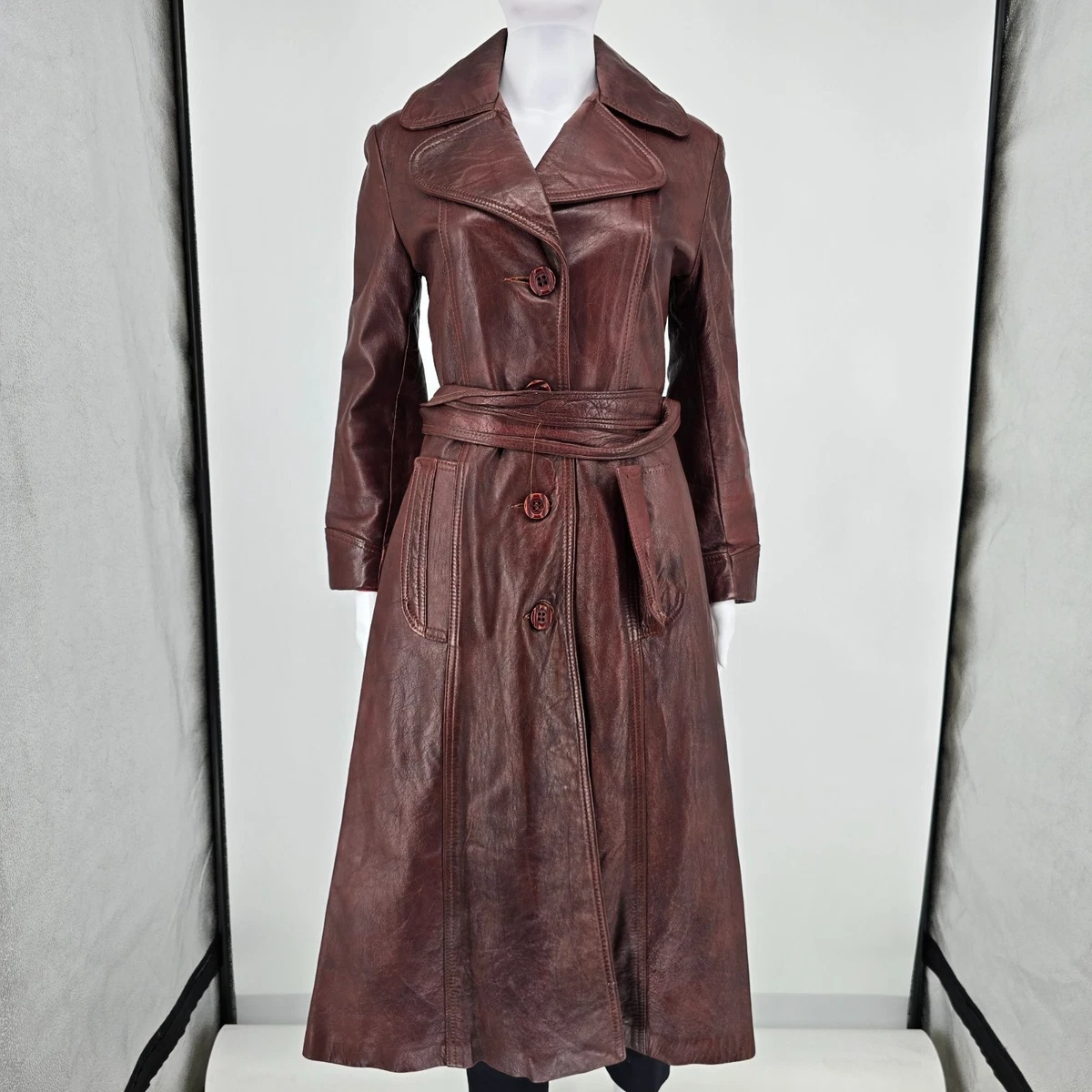 Vintage Leather Trench Coat In Vintage Outerwear Coats & Jackets