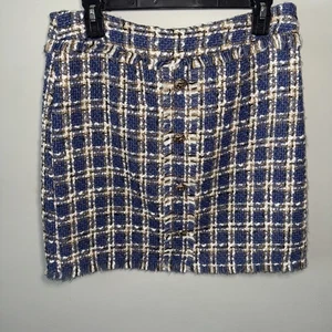 Loveriche Tweed Skirt Gold Buttons Size L– Homecoming Preppy - Picture 1 of 7