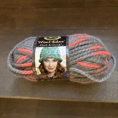 Lion Brand Wool-Ease Thick Quick Yarn Super Bulky 87 yd Monarch Wool Orange Gray - Image 1 of 4