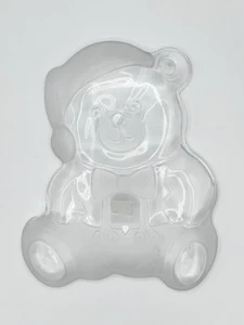 Vintage Mikasa Kristall Servierplatte mattiert Teddybär im Overall Weihnachten - Bild 1 von 9