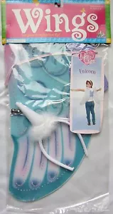 NEU Kinder Einhorn Fee Flügel & Horn Stirnband Set Kostüm Halloween Verkleiden - Bild 1 von 3