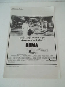LIBRO DE PRENSA EN COMA PB SIN CORTAR MICHAEL CRICHTON MICHAEL DOUGLAS (1978) - Imagen 1 de 4