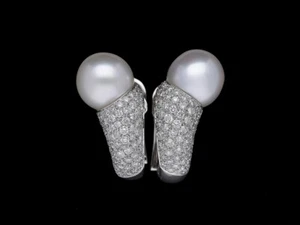 Pendientes Top Price 3,00 ct. Diamantes brillantes perlas oro 750 18 quilates Deta - Imagen 1 de 8