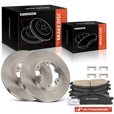 Disc Brake Rotors + Ceramic Brake Pads Front for Nissan D21 1986-1994 Frontier - Image 1 of 4