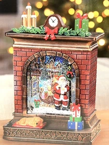 Santa Swirl Glitter Globe Lampost Fireplace with LED Light-26cm, Batteries Incl. - Picture 1 of 5