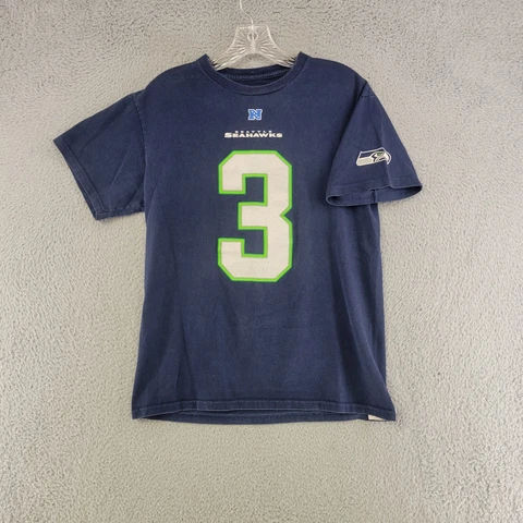 Russell Wilson Shirt Mens M Medium Dark Blue Seattle Seahawks NFL T Shirt Cover