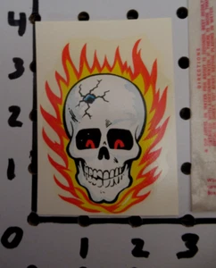 FLAMING SKULL , VINTAGE IMPKO 4" IN WAX SLEEVE NOS , WATERSLIDE DECAL - Picture 1 of 7