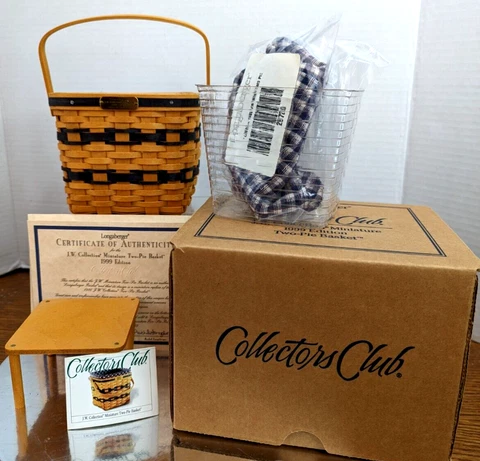 Longaberger J.W. Collection 1999 Miniature Two-Pie Combo Basket NIB Cover