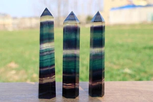 Natural Rainbow Fluorite Carved Obelisk 4" Quartz Crystal Point Reiki Tower 1pc - Picture 1 of 11