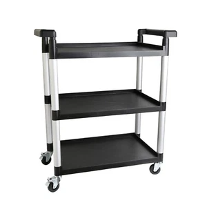 Three Tray Plastic Utility Cart Light-duty Shelf Cart With 4 Antiskid Wheels - Picture 1 of 5