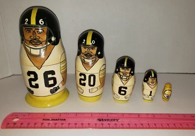 Muñecas rusas Woodson 26 vintage de madera pintadas a mano de los Pittsburgh Steelers Foto 1 de 4