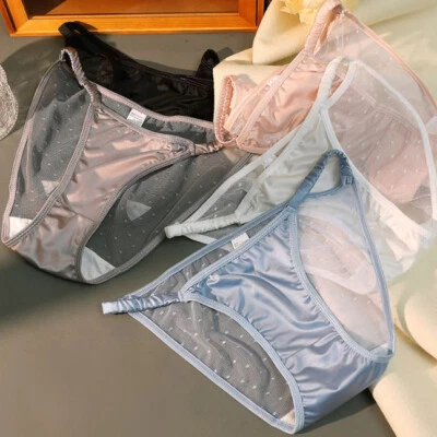 5 Pack Lot Womens Satin Panties String Bikinis Sheer See Through Brief Underwear - Image 1 of 4