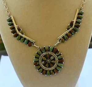 Navajo Mojave Turquoise & Sterling Necklace by D Benally 34 grams 49 stones 24" - Picture 1 of 9