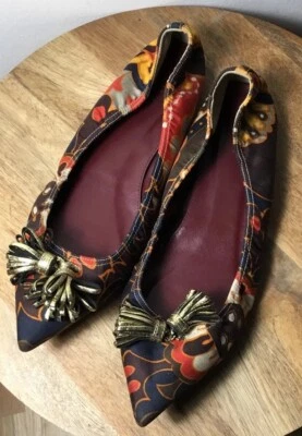 Pisos J Crew Lottie Borla Talla 9.5 Paisley Multicolor Foto 1 de 4