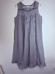 Adonna Sleepwear Nightgown Sleeveless Womens Size SP Cotton Cottage Stripe - Picture 1 of 13
