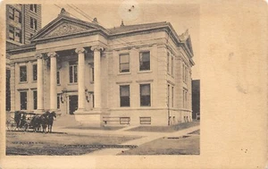 Binghamton NY~Security Insurance Bldg Looms Over Carnegie Public Library~c1905 - Picture 1 of 3