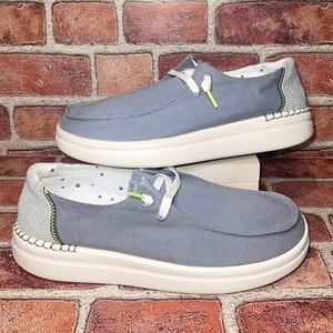 New Hey Dude "Wendy Rise" Chambray Abyss Blue Comfort Lightweight Shoes Size 11 - Picture 1 of 8