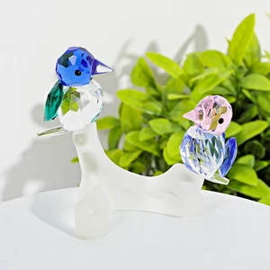 Crystal Birds Table Home Decoration Figurine Ornament Blue and Pink Bird - Picture 1 of 12