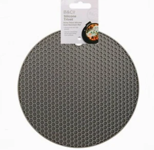 Silicone Trivet Mat Round Hot Pan Pad Non Slip Heat Resistant Grey Air Fryer - Picture 1 of 3