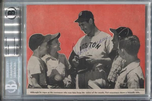 TED WILLIAMS De colección Firmado 5x7 Página de Álbum de Fotos Beckett Losado BAJO - Imagen 1 de 2