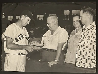 1955 Photo Type 1-Boston Red Sox Ted Williams Accepts Check Jimmy Fund Charity - Image 1 of 2