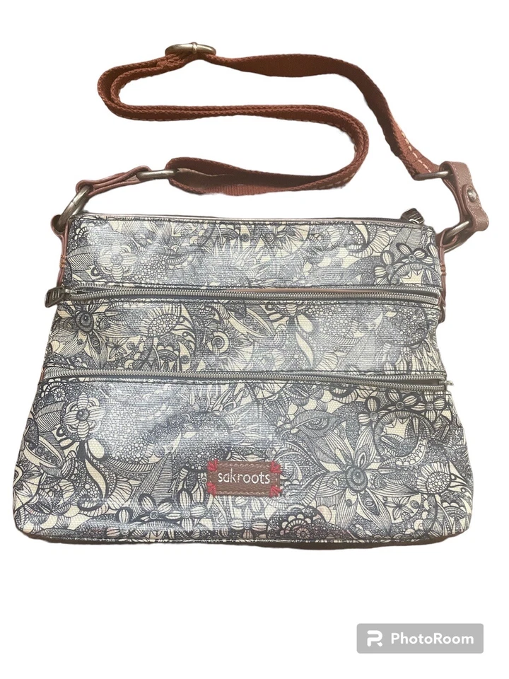 Bandolera básica SAKROOTS Desert Spirit en azul floral triple cremallera Foto 1 de 4