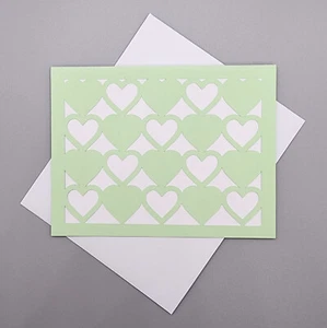 Handmade Anniversary Wedding Greeting Card Light Green Hearts Blank Inside - Picture 1 of 4