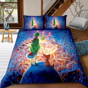 Twin/Full/Queen/King Size Bed Duvet/Quilt Cover Set Anime The Grinch Max Linen - Picture 1 of 2