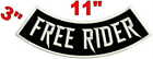 FREE RIDER ROCKER PATCH 11" BOTTOM SIDE NO CLUB MOTORCYCLE BIKER 8 COLORS USA