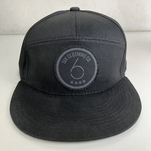 Six Clothing Co Snapback Mütze Kappe OSFM 7-Panel 100 % Baumwolle komplett schwarz - Bild 1 von 7