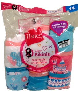 Hanes Bikinis Girls Size 14 Cotton Underwear 8 Pack - Picture 1 of 4