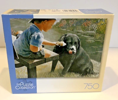 Kevin Daniels ICE CREAM FOR TWO 750 Piece Puzzle Boy Dog Ice Cream Black Lab NEW - Image 1 of 4