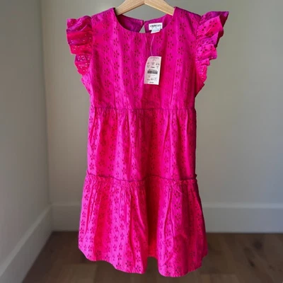 Vestido Crewcuts J.Crew Niñas Ojales Talla 7 Nuevo sin Etiquetas — Rosa Preppy Twinning Foto 1 de 4