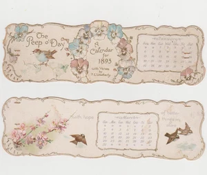 ORIGINAL 1895 THE PEEP O' DAY CALENDAR BOOKMARKS WITH VERSES BY F.E. WEATHERLY - Picture 1 of 2