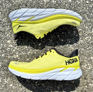 Hoka One One Clifton 8 Running Shoes Sneakers Mens US Size 9 Highlighter Yellow - Picture 1 of 11