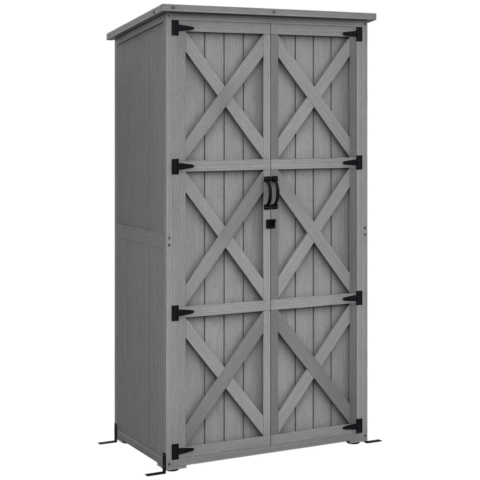 Outsunny Outdoor Storage Cabinet with Waterproof Asphalt Roof, Gray - Image 1 of 4