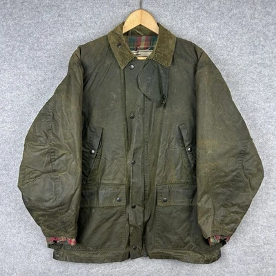 Vintage St Michael Wax Jacket Mens Small Green Full Zip Coat M&S Country Field — 第 1/4 张图片