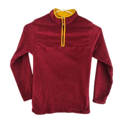 Foot Locker men's 1/4 zip 3XL pullover sweatshirt, burgundy & gold, pockets - Image 1 of 4