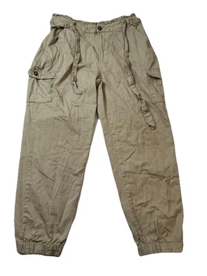 Guess Cargo Jogger Pants Womens L Khaki Cotton Blend Elastic Waist Pockets - Image 1 of 4