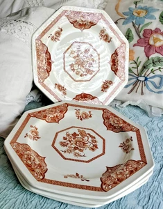 4 JG Meakin England Royal Staffordshire Old Pekin Brown 10" Dinner Plate - Picture 1 of 5