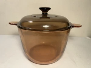Vision Corning Ware France 3.5L Amber Glass Stock Pot w/ Pyrex V-25-C Lid. - Picture 1 of 14