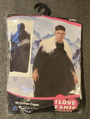 Fur Collar Cape Game Thrones Style Fancy Dress Halloween Costume Mens One Size - Image 1 of 2