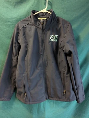 LOVE, CORN Soft Shell Jacket XL Navy Blue Fleece Port Authority Zip Up - Image 1 of 4