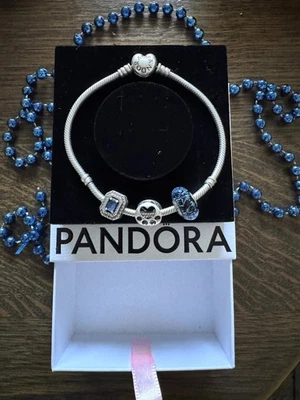 Pandora Armband Herz  Original 925 Silber mit drei Charms - Bild 1 von 4