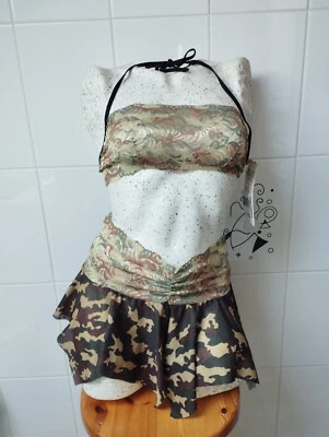 3 tlg. Set Camouflage Top,Minirock,String m.Spitze One Size Shirley of Hollywood - Bild 1 von 4